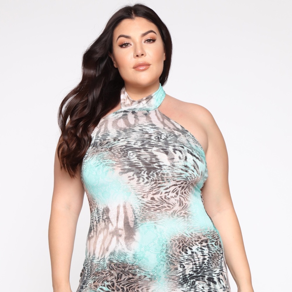 Chica Sexy Midi Dress Turquoise/Combo
